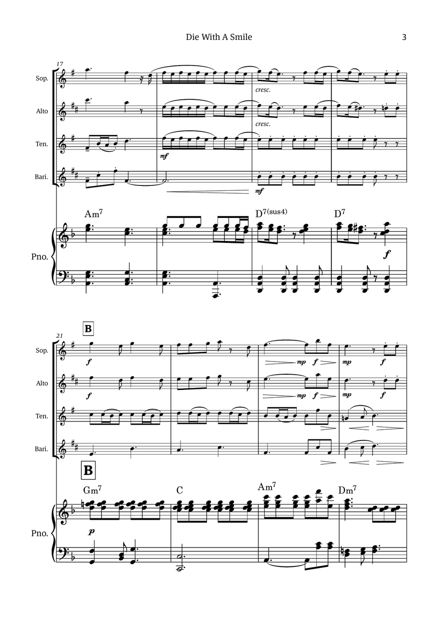 Die With A Smile Die With A Smile Small Ensemble scores gallery preview page 3