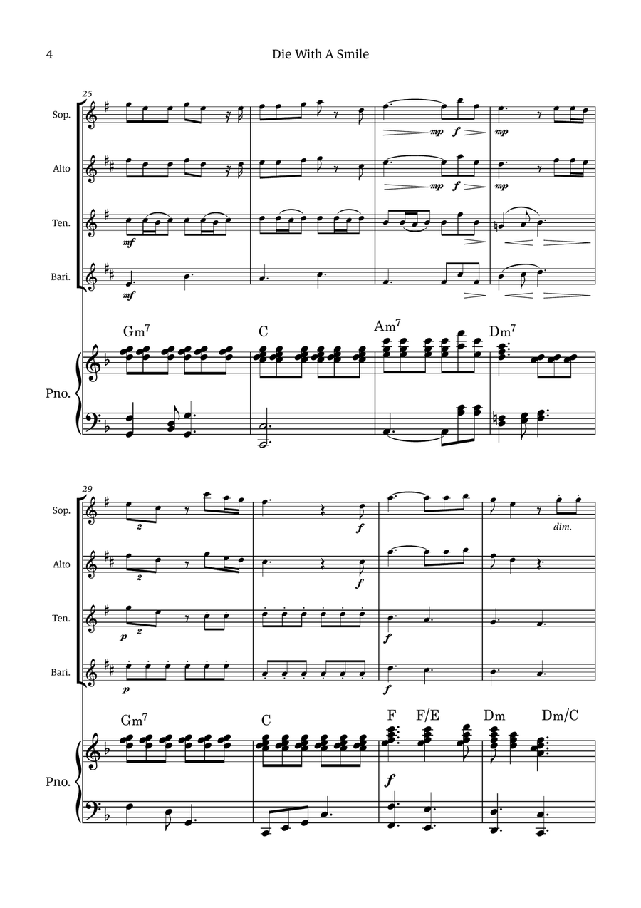 Die With A Smile Die With A Smile Small Ensemble scores gallery preview page 4