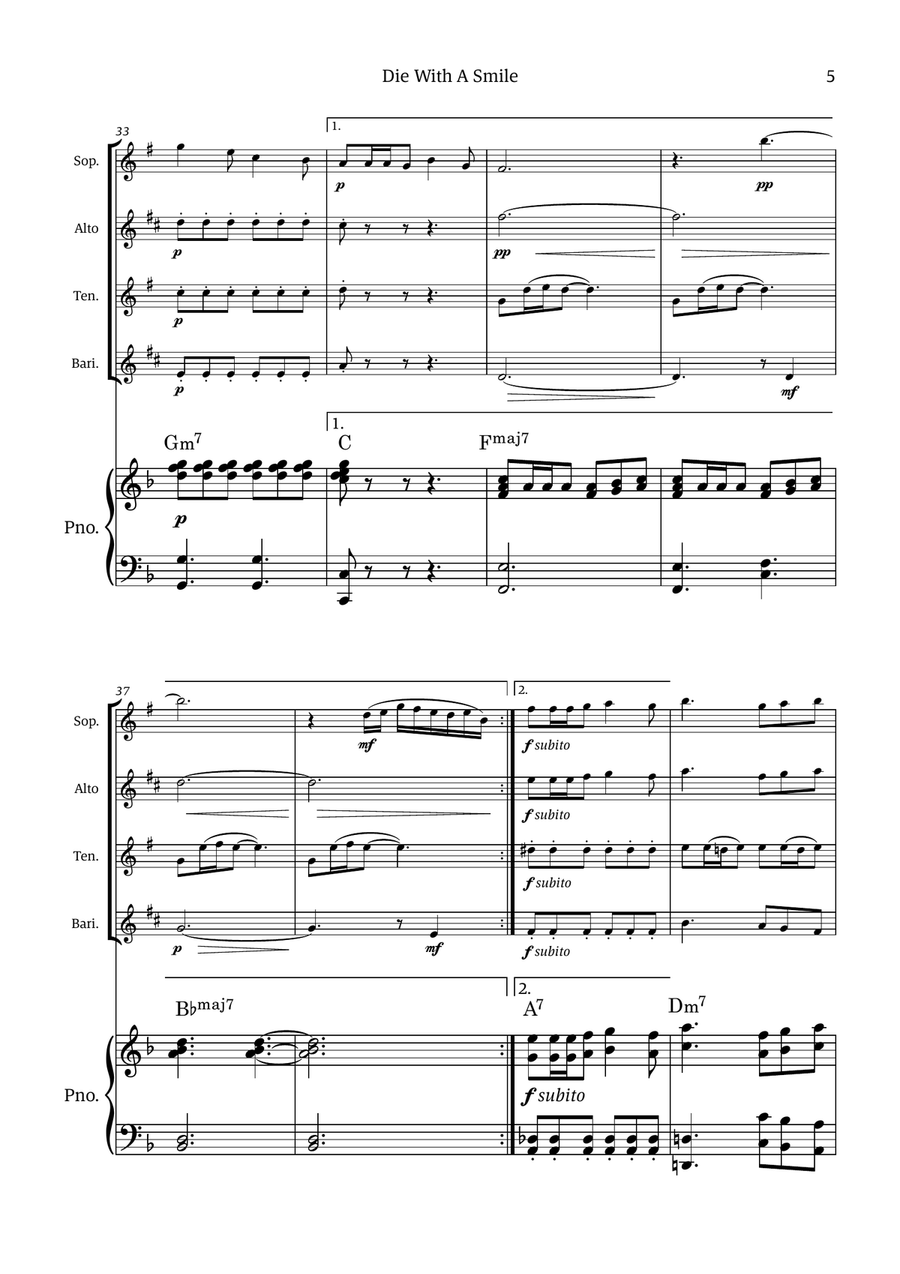 Die With A Smile Die With A Smile Small Ensemble scores gallery preview page 5