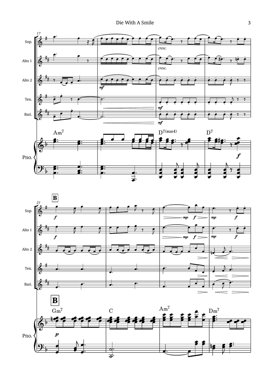 Die With A Smile Die With A Smile Small Ensemble scores gallery preview page 3