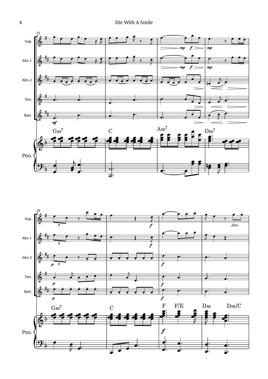 Die With A Smile Die With A Smile Small Ensemble scores gallery preview page 4