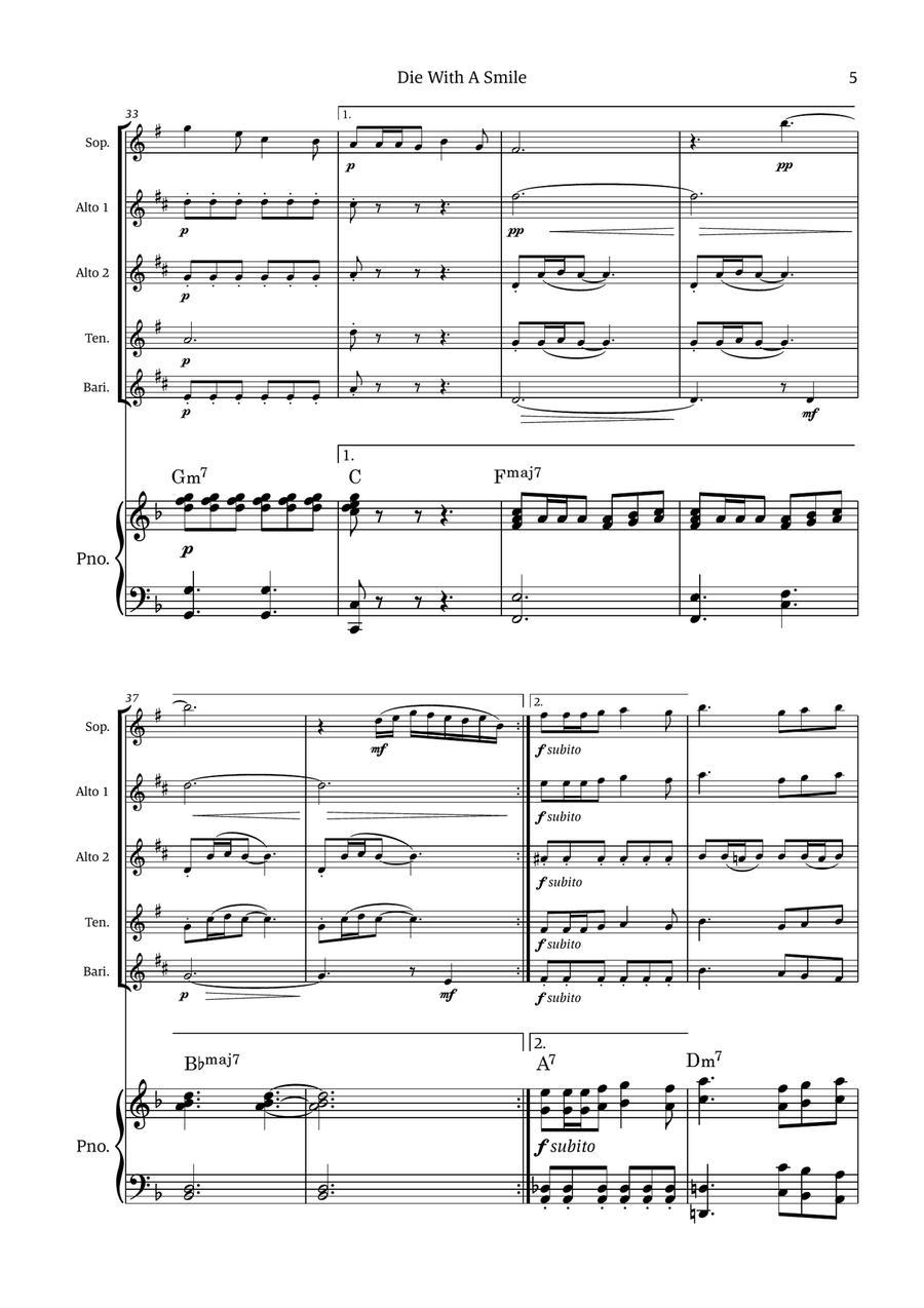 Die With A Smile Die With A Smile Small Ensemble scores gallery preview page 5