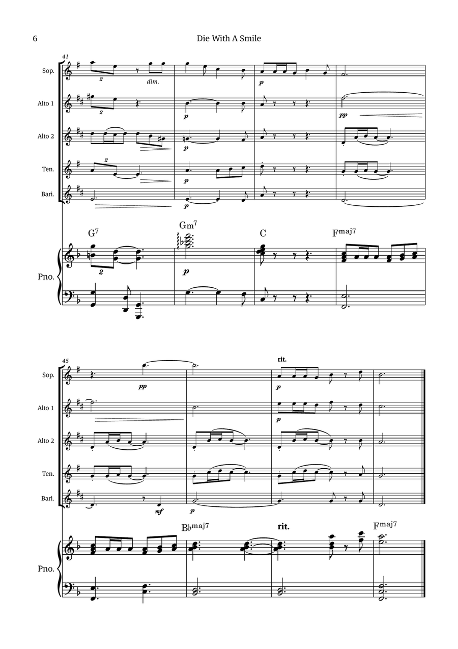 Die With A Smile Die With A Smile Small Ensemble scores gallery preview page 6