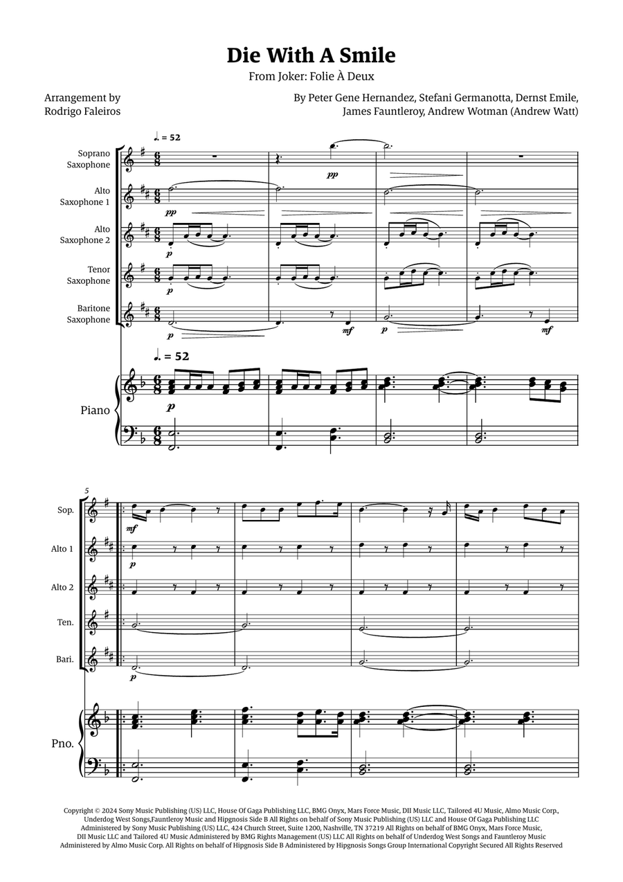 Die With A Smile Die With A Smile Small Ensemble scores gallery preview page 1