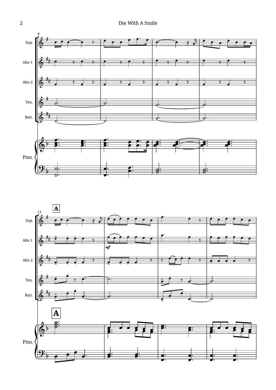 Die With A Smile Die With A Smile Small Ensemble scores gallery preview page 2