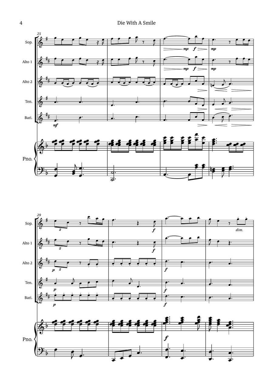 Die With A Smile Die With A Smile Small Ensemble scores gallery preview page 4