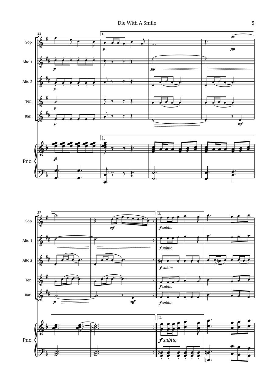 Die With A Smile Die With A Smile Small Ensemble scores gallery preview page 5