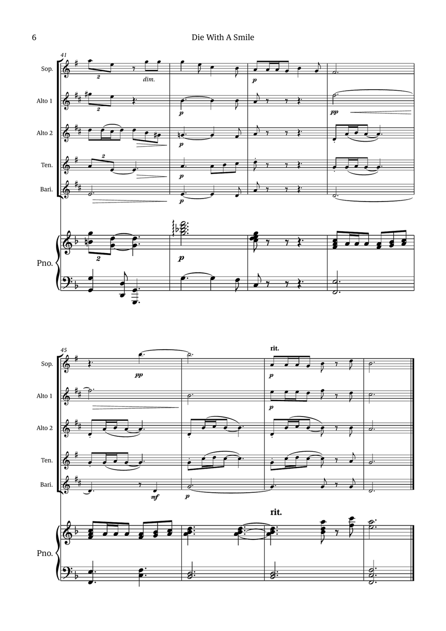 Die With A Smile Die With A Smile Small Ensemble scores gallery preview page 6