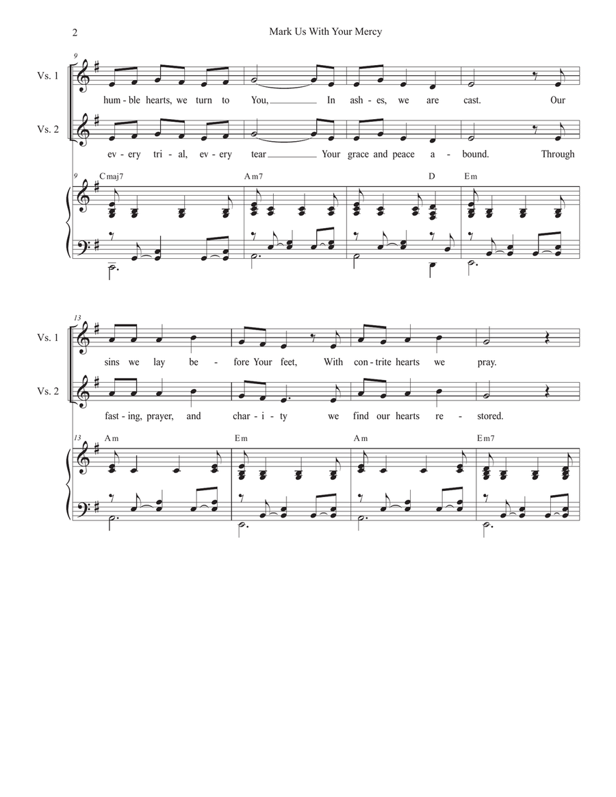 Mark Us With Your Mercy (2-part choir - (Soprano and Tenor) 2-Part scores gallery preview page 2