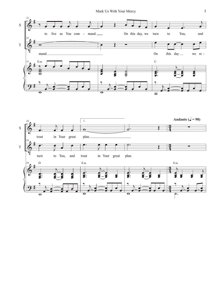 Mark Us With Your Mercy (2-part choir - (Soprano and Tenor) 2-Part scores gallery preview page 5