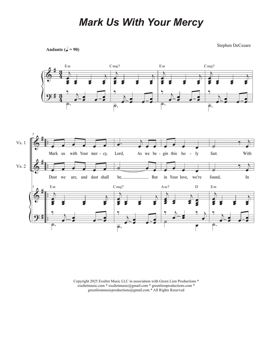 Mark Us With Your Mercy (2-part choir - (TB) TB scores gallery preview page 1