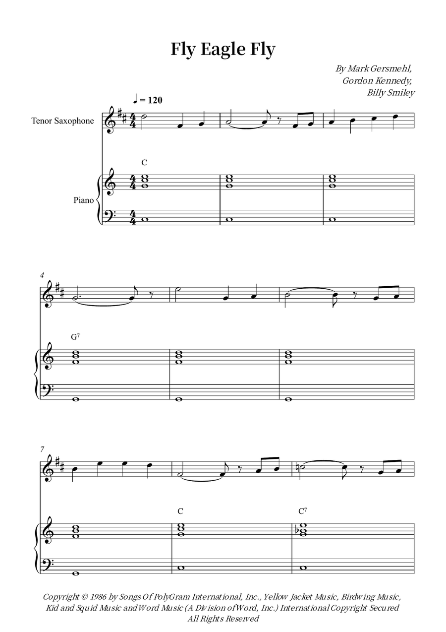 Fly Eagle Fly Fly Eagle Fly Tenor Saxophone scores gallery preview page 1