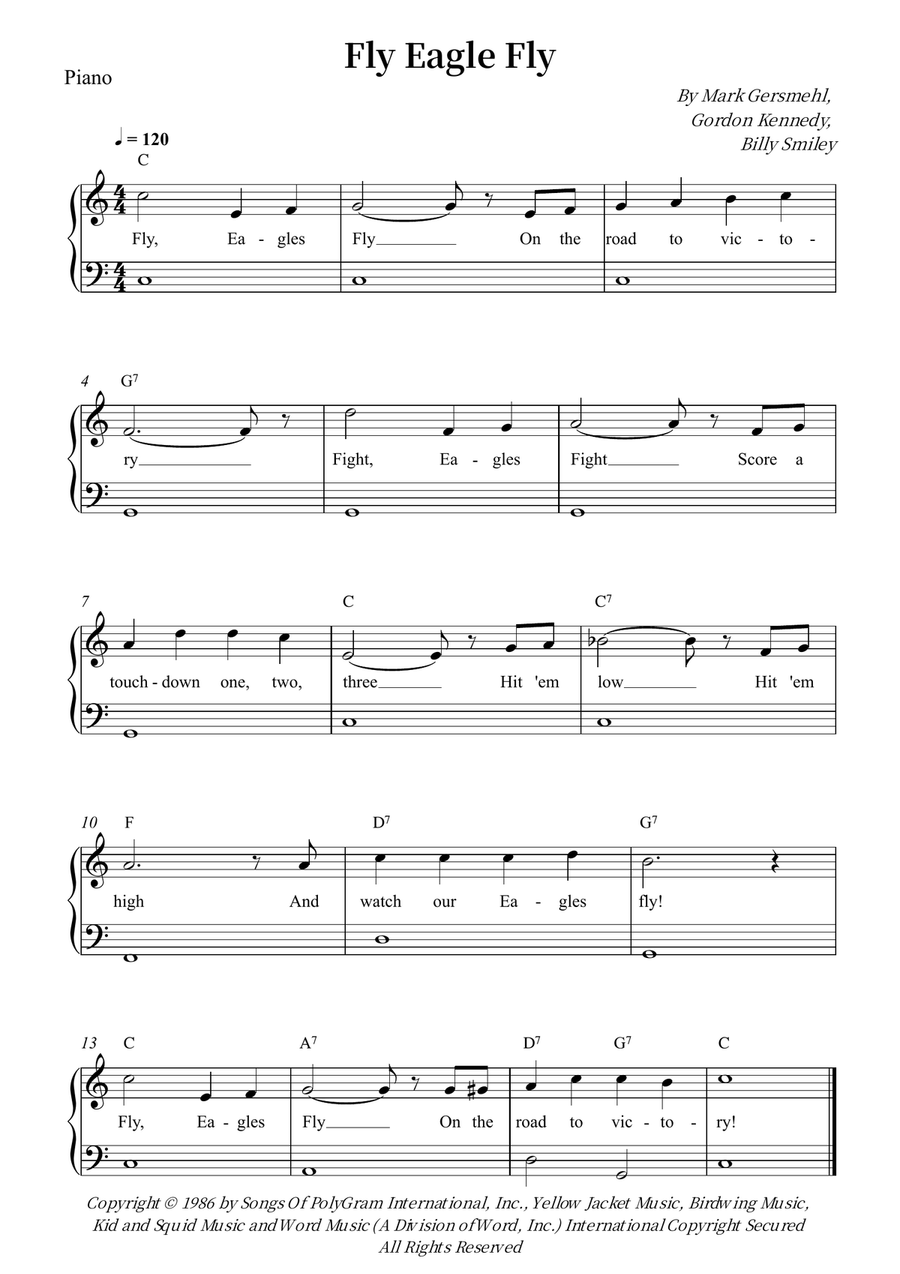 Fly Eagle Fly Fly Eagle Fly Piano, Vocal scores gallery preview page 1