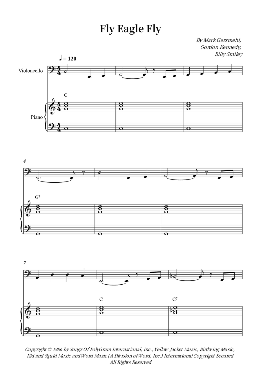 Fly Eagle Fly Fly Eagle Fly Piano scores gallery preview page 1