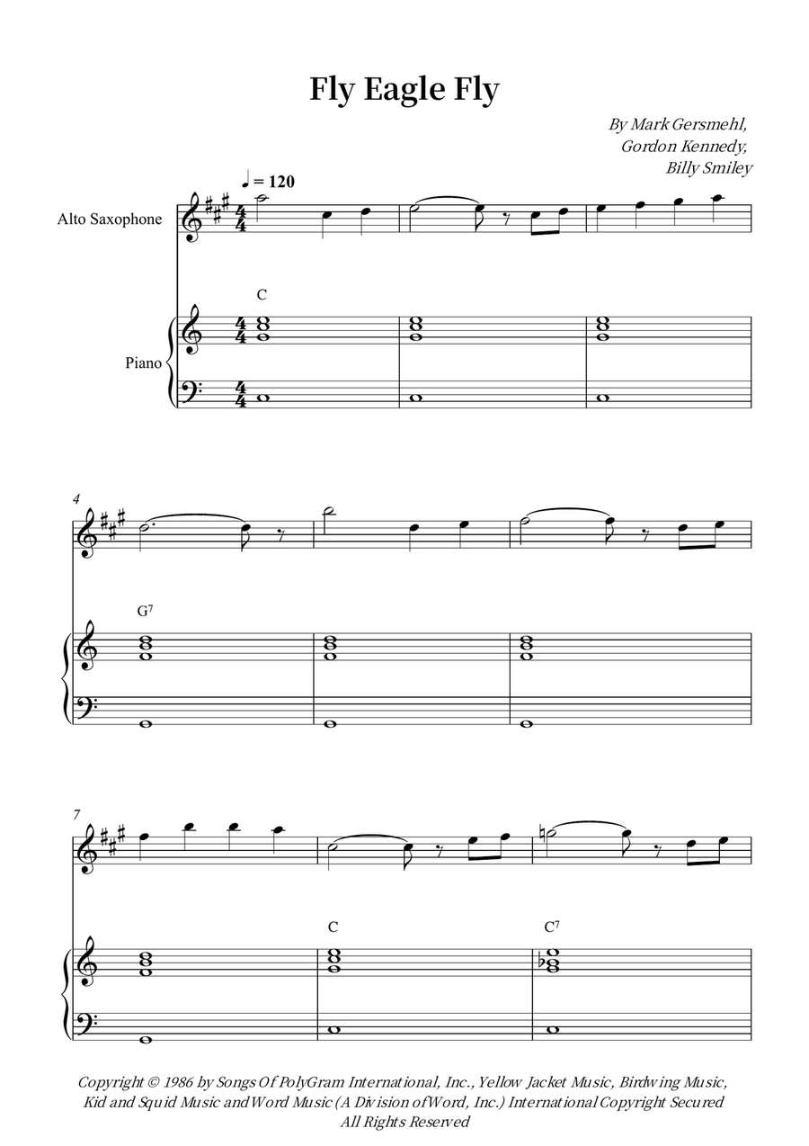 Fly Eagle Fly Fly Eagle Fly Alto Saxophone scores gallery preview page 1