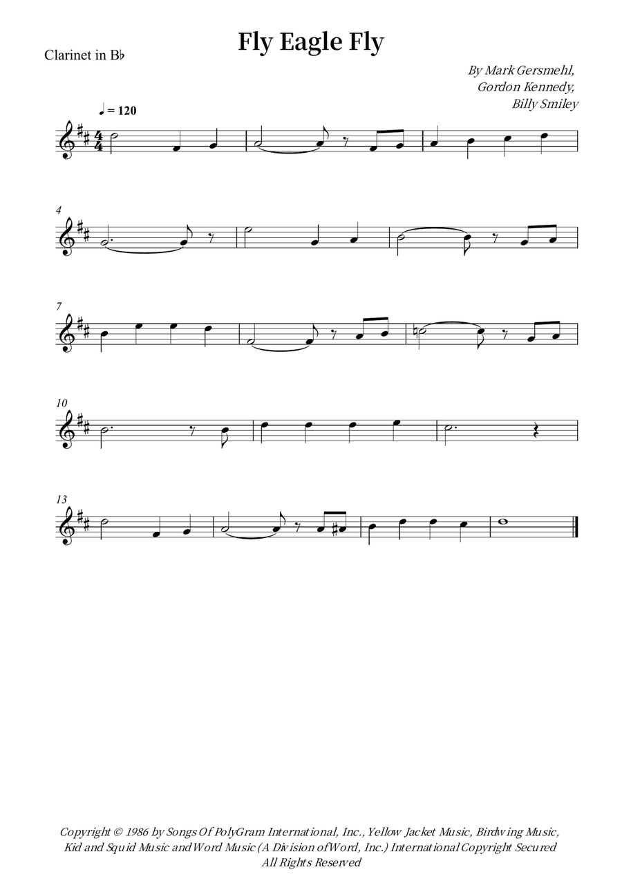 Fly Eagle Fly Fly Eagle Fly B-Flat Clarinet scores gallery preview page 1