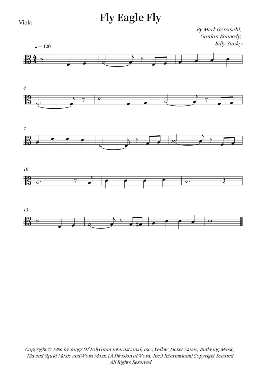 Fly Eagle Fly Fly Eagle Fly Viola Solo scores gallery preview page 1