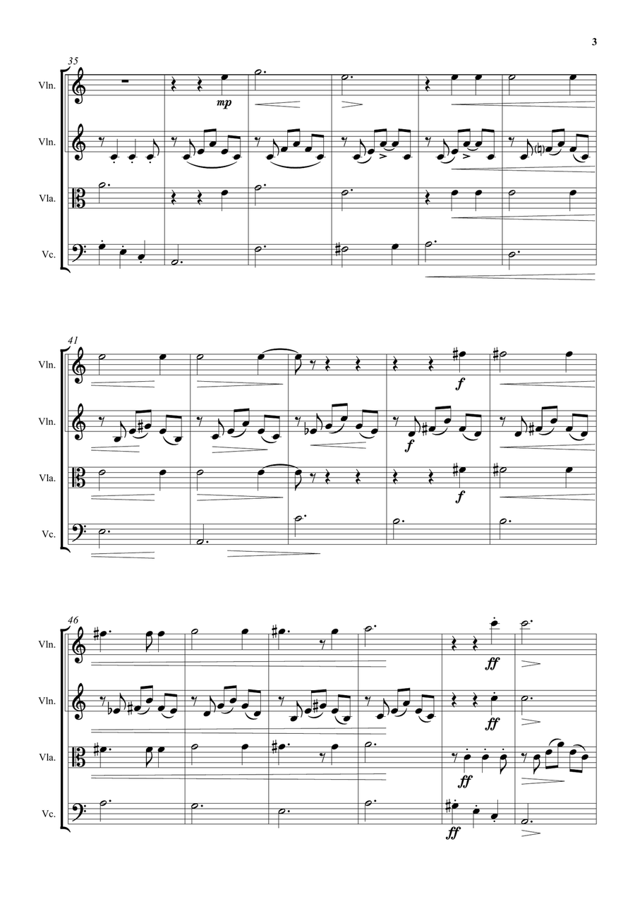 Feuer und Wasser (Fire and Water) for string quartet String Quartet scores gallery preview page 3