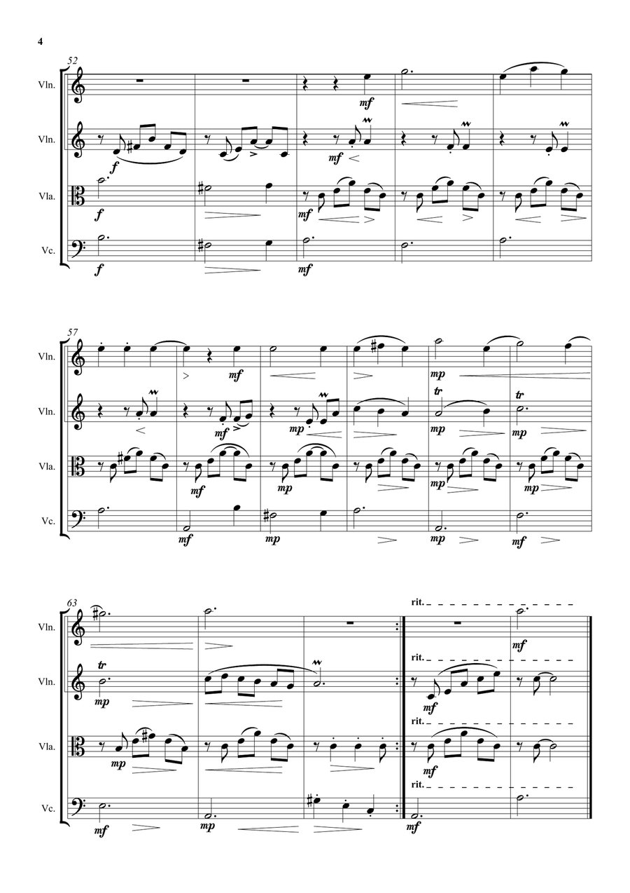 Feuer und Wasser (Fire and Water) for string quartet String Quartet scores gallery preview page 4