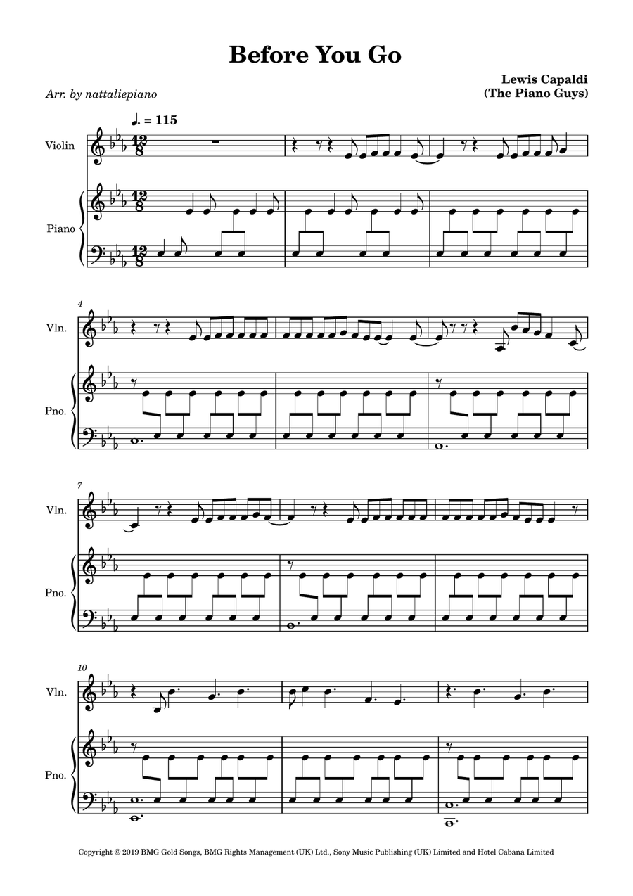 Before You Go Violin Solo scores gallery preview page 1