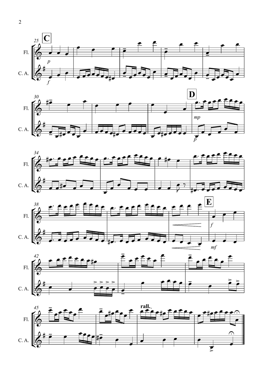 Rondeau (from Abdelazer) for Flute and Cor Anglais Duet Woodwind Duet scores gallery preview page 2
