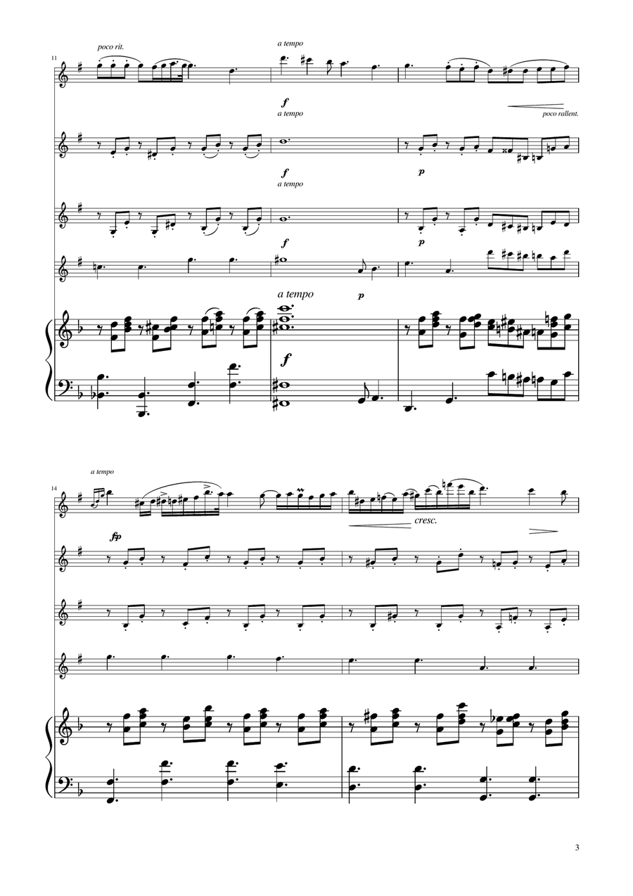 Chopin - Nocturne op.9 No.2 - Clarinet Quartet Clarinet Quartet scores gallery preview page 3