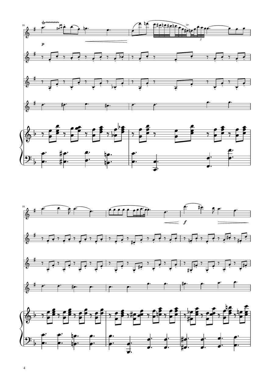 Chopin - Nocturne op.9 No.2 - Clarinet Quartet Clarinet Quartet scores gallery preview page 4