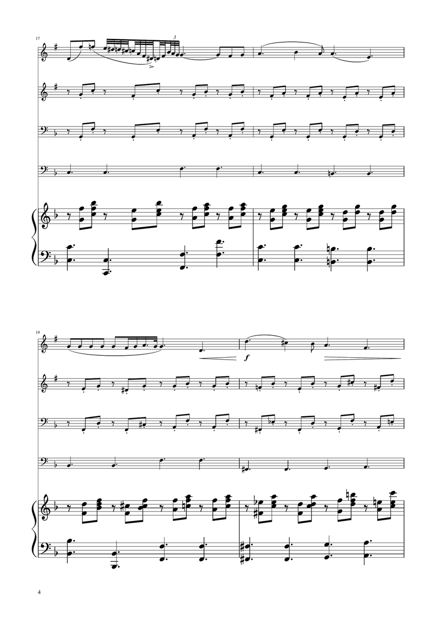Chopin - Nocturne op.9 No.2 - Brass Quartet Brass Quartet scores gallery preview page 4