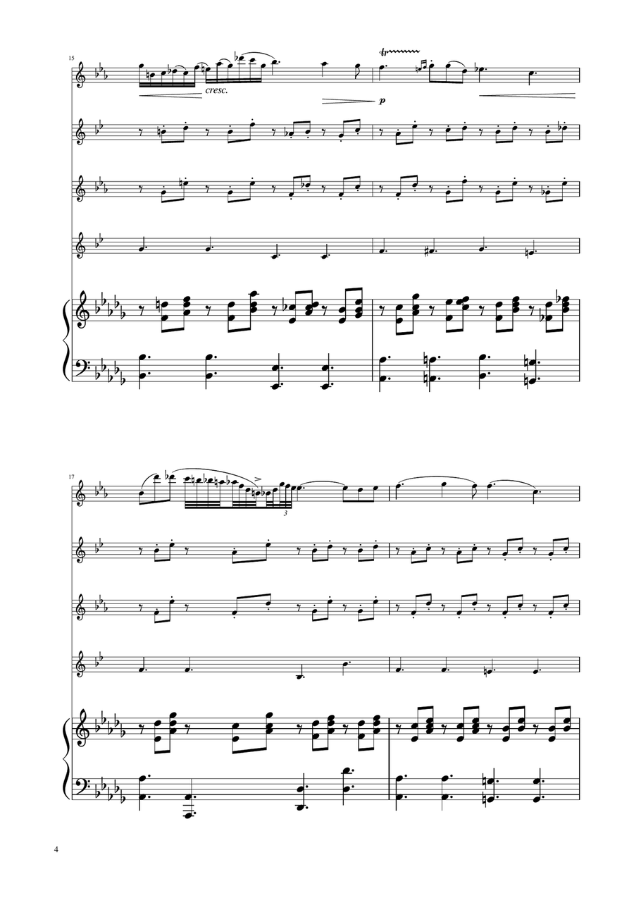 Chopin - Nocturne op.9 No.2 - Sax Quartet Saxophone Quartet scores gallery preview page 4