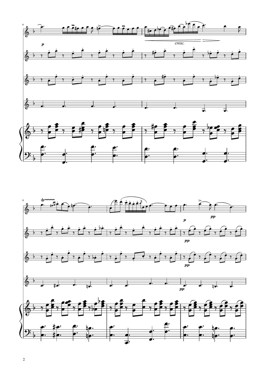 Chopin - Nocturne op.9 No.2 - Violin Quartet String Quartet scores gallery preview page 2