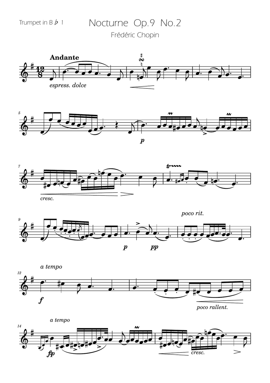 Chopin - Nocturne op.9 No.2 - Brass Quartet Brass Quartet scores gallery preview page 6