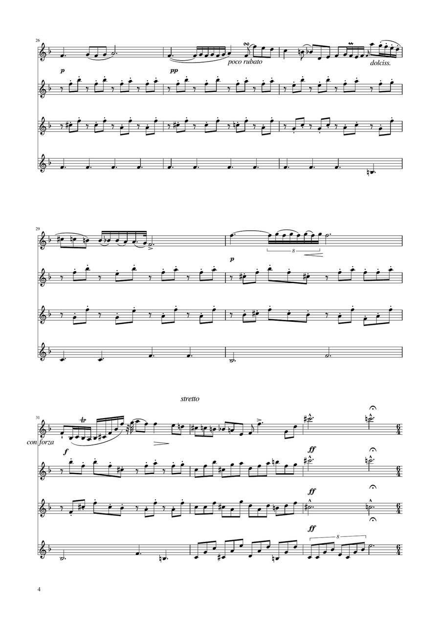 Chopin - Nocturne op.9 No.2 - Violin Quartet String Quartet scores gallery preview page 4