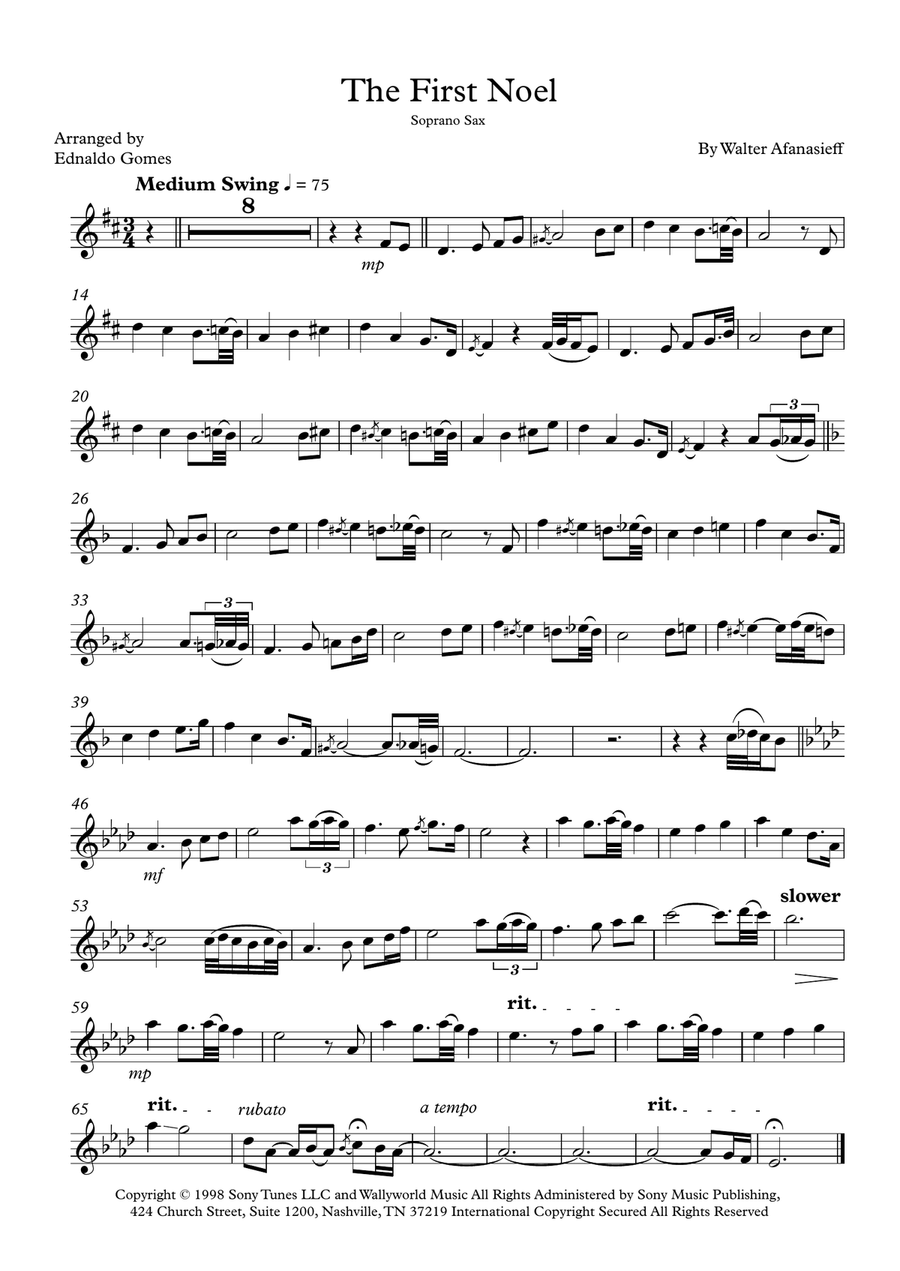 The First Noel Soprano Saxophone scores gallery preview page 1