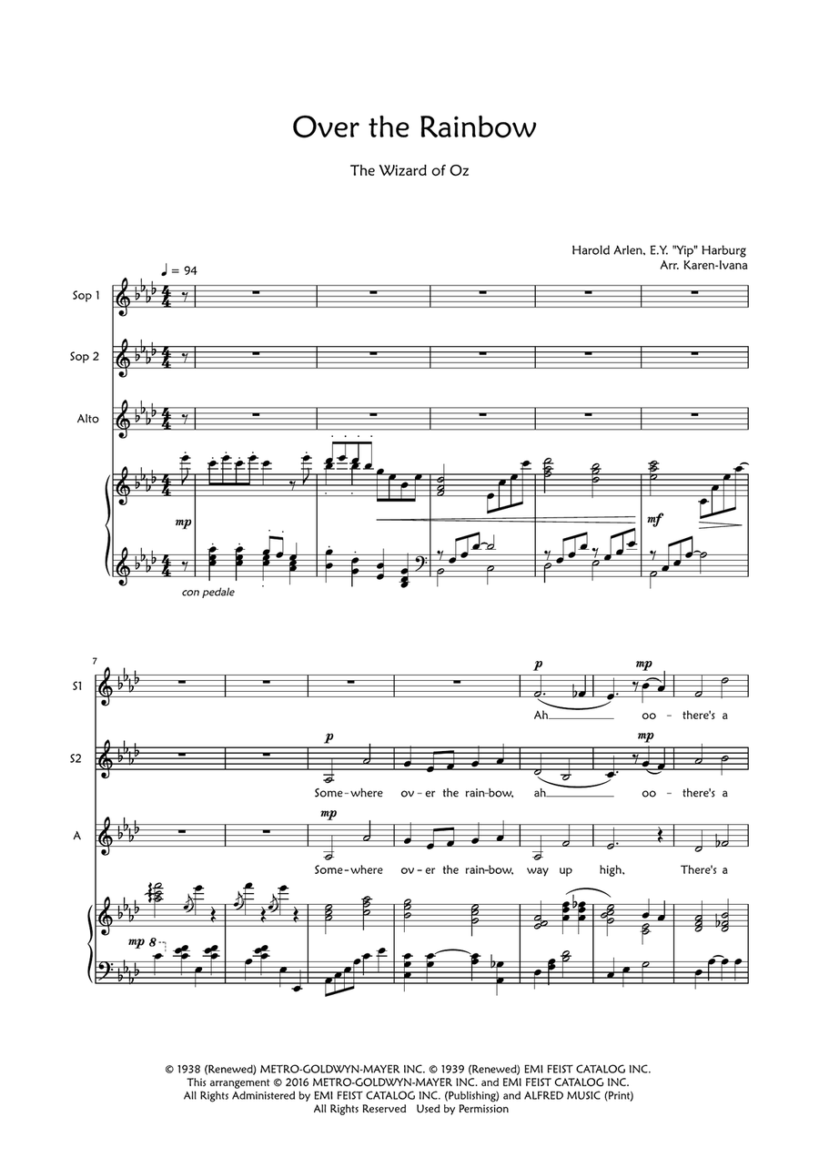 Over The Rainbow Over The Rainbow SSA scores gallery preview page 1