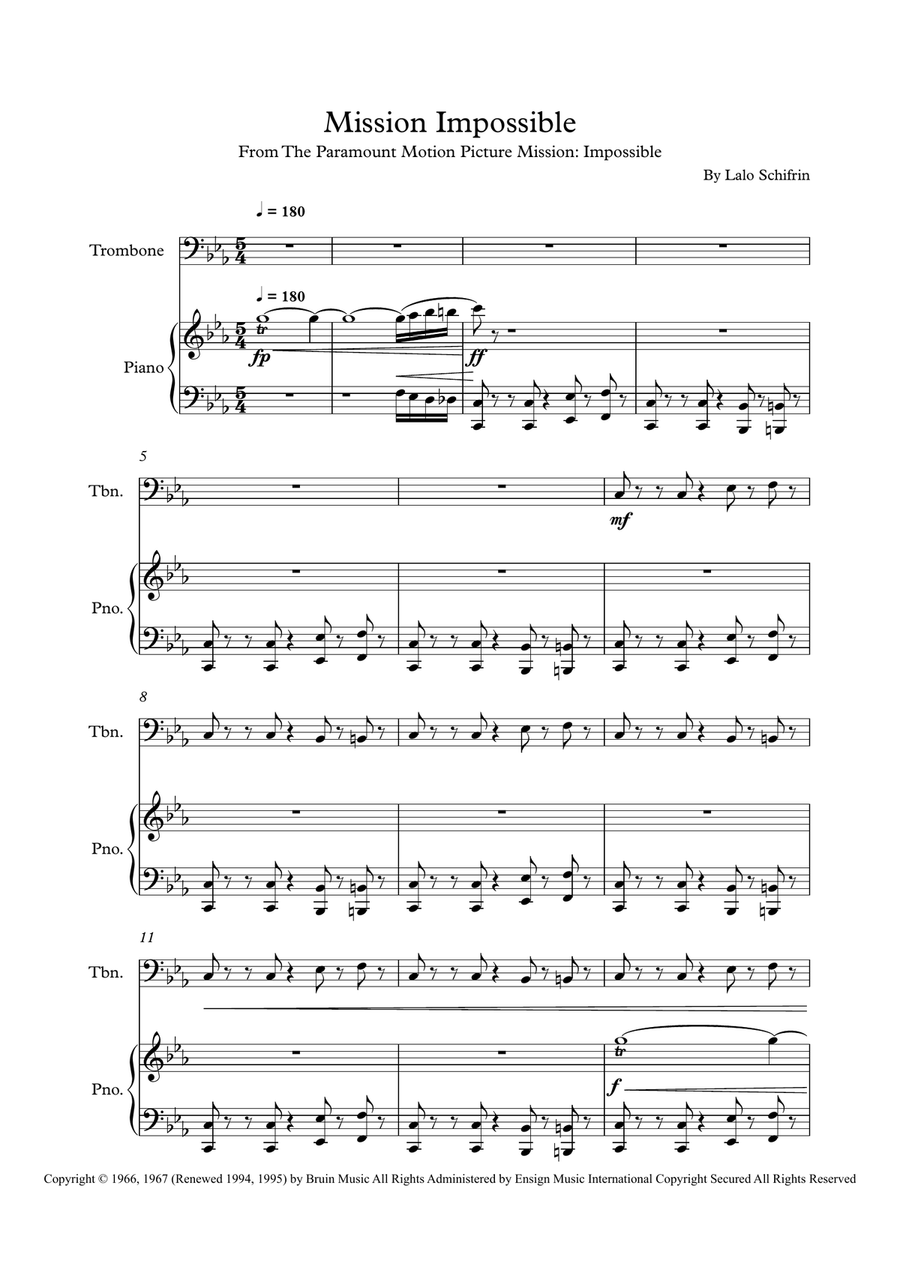Mission: Impossible Theme Piano scores gallery preview page 1