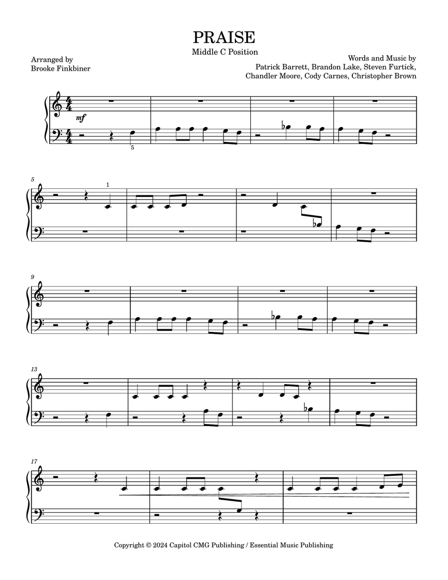 Praise Easy Piano scores gallery preview page 1