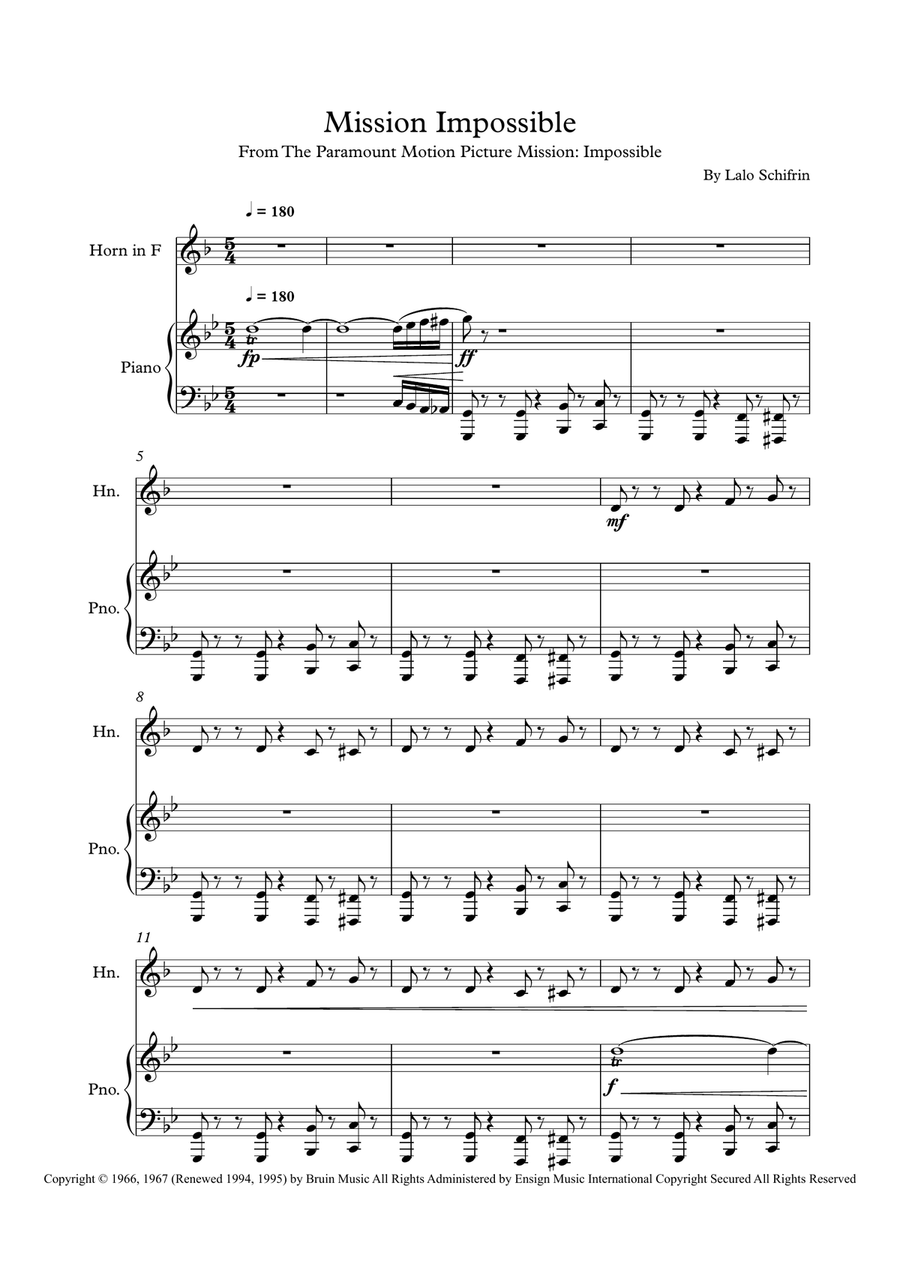 Mission: Impossible Theme Piano scores gallery preview page 1
