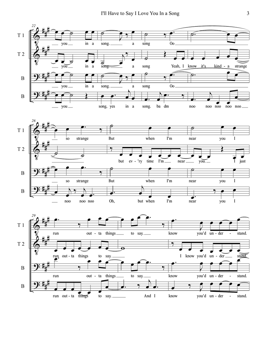 I'll Have To Say I Love You In A Song TTBB scores gallery preview page 4