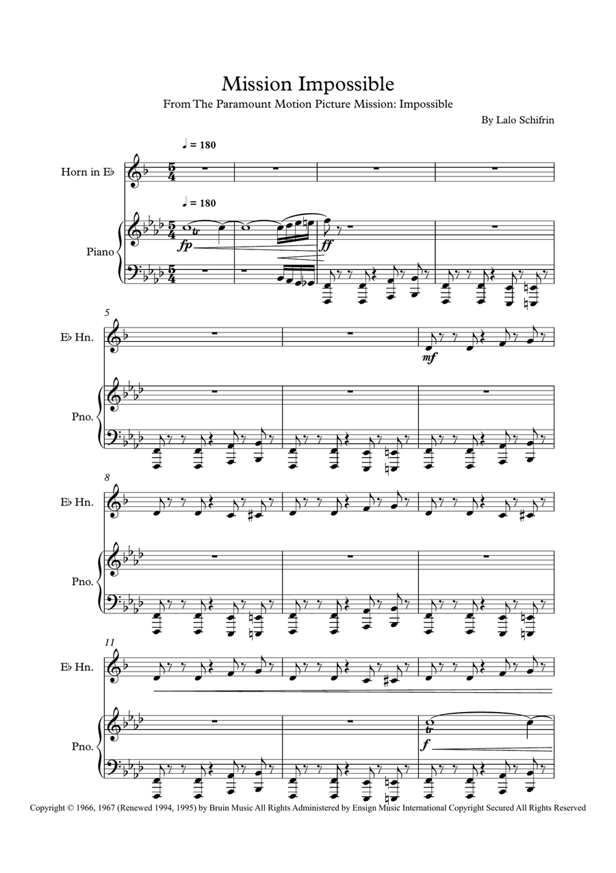 Mission: Impossible Theme Horn scores gallery preview page 1