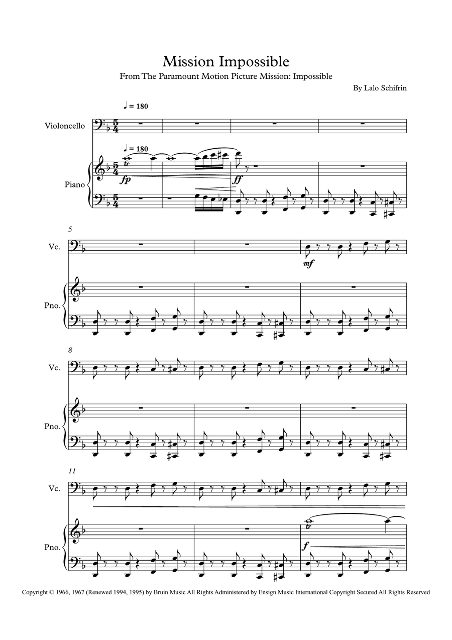 Mission: Impossible Theme Piano scores gallery preview page 1