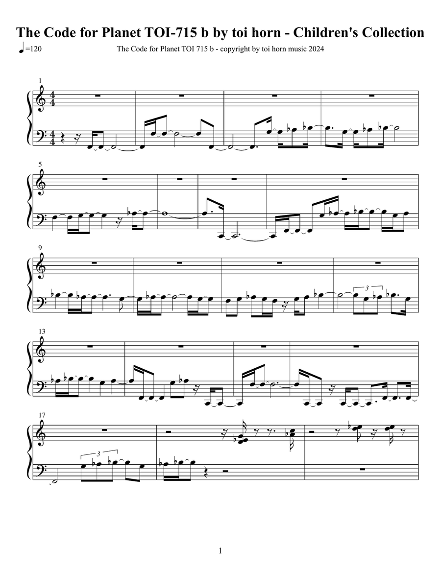 The Code for Planet TOI - 715 b Piano Solo scores gallery preview page 1