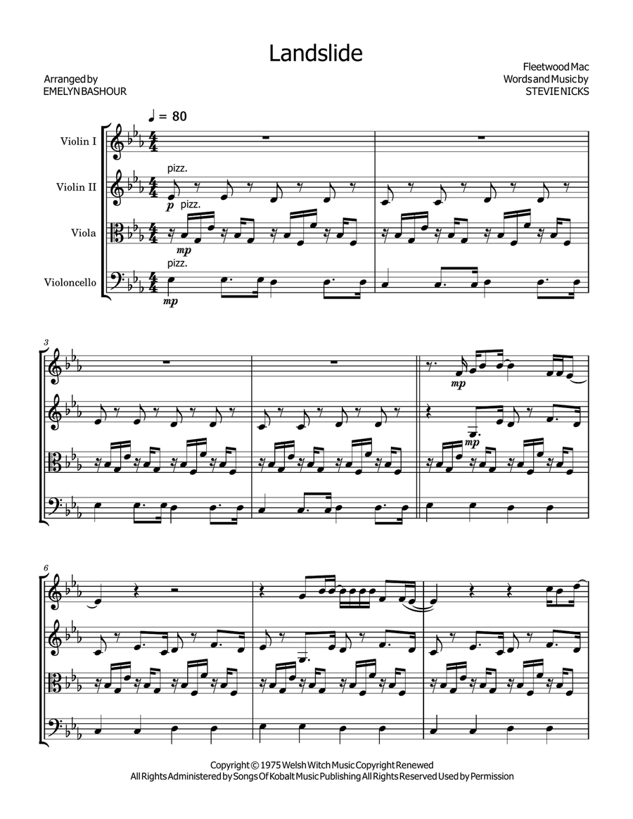 Landslide Landslide String Quartet scores gallery preview page 1