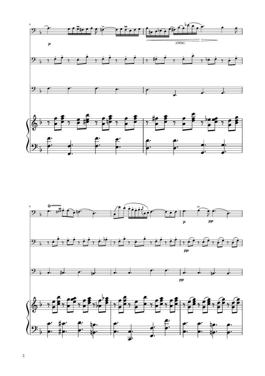 Chopin - Nocturne op.9 No.2 - Cello Trio String Trio scores gallery preview page 2