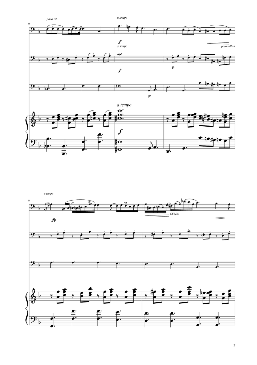 Chopin - Nocturne op.9 No.2 - Cello Trio String Trio scores gallery preview page 3