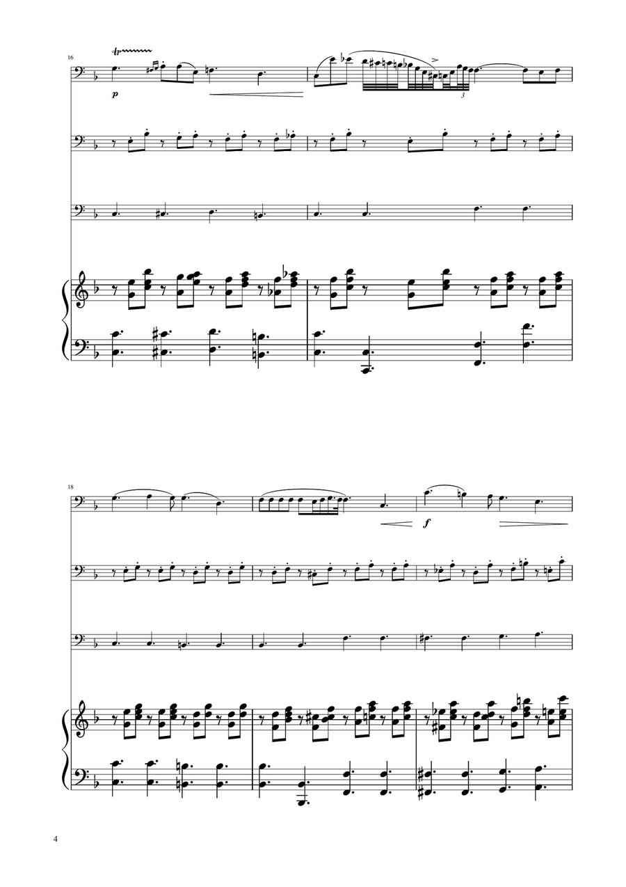 Chopin - Nocturne op.9 No.2 - Cello Trio String Trio scores gallery preview page 4