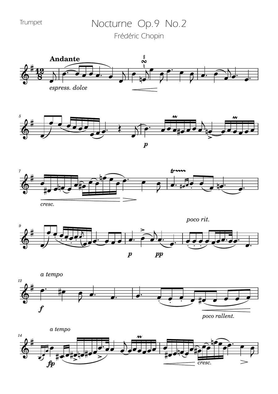 Chopin - Nocturne op.9 No.2 - Brass Trio Brass Trio scores gallery preview page 5