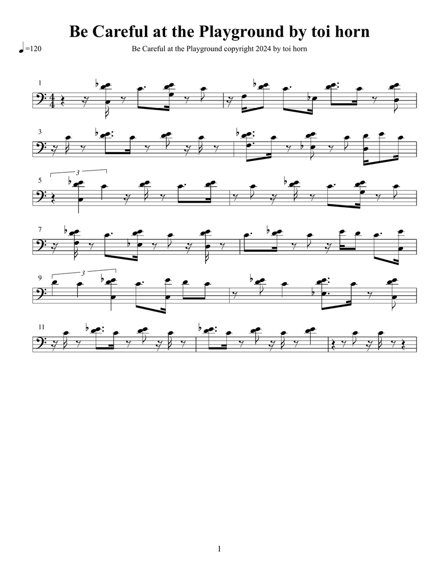 Be Careful at the Playground Piano Solo scores gallery preview page 1