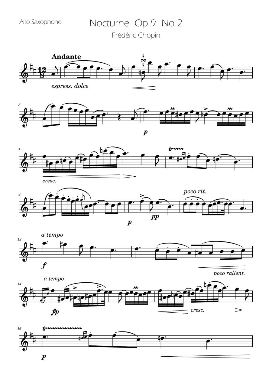 Chopin - Nocturne op.9 No.2 - Sax Trio ATB Woodwind Trio scores gallery preview page 5