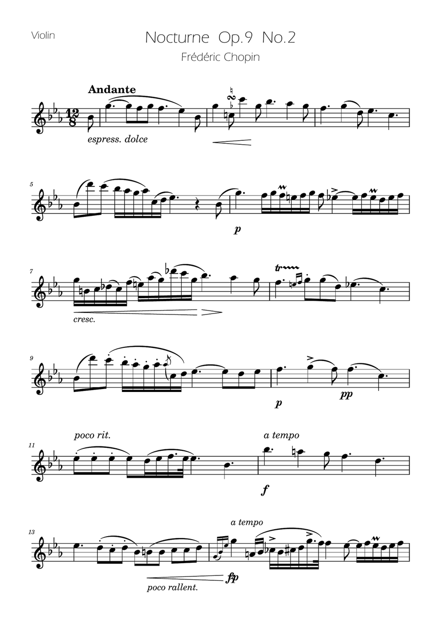Chopin - Nocturne op.9 No.2 - String Trio String Trio scores gallery preview page 5