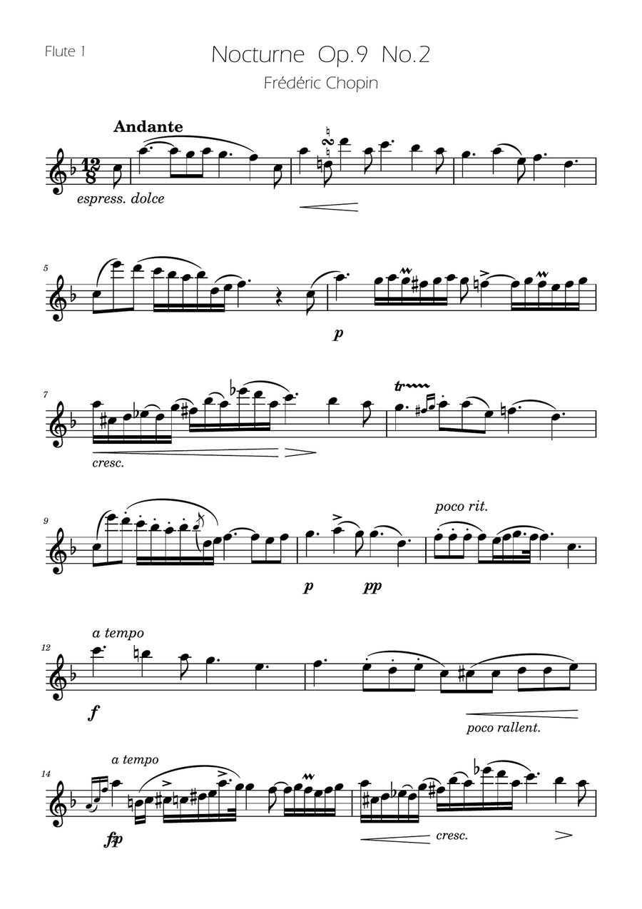 Chopin - Nocturne op.9 No.2 - Flute Trio Flute Trio scores gallery preview page 5